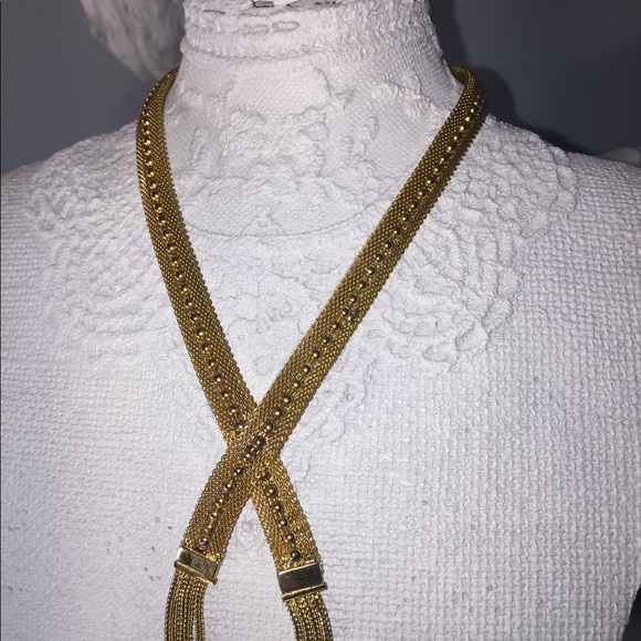 1920s Style - Vintage Gold Lariat mesh necklace - Picture 3 of 7